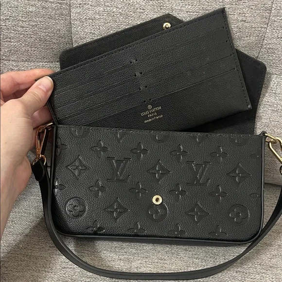 Embossed Black Shoulder Bag - Picture 2 of 4